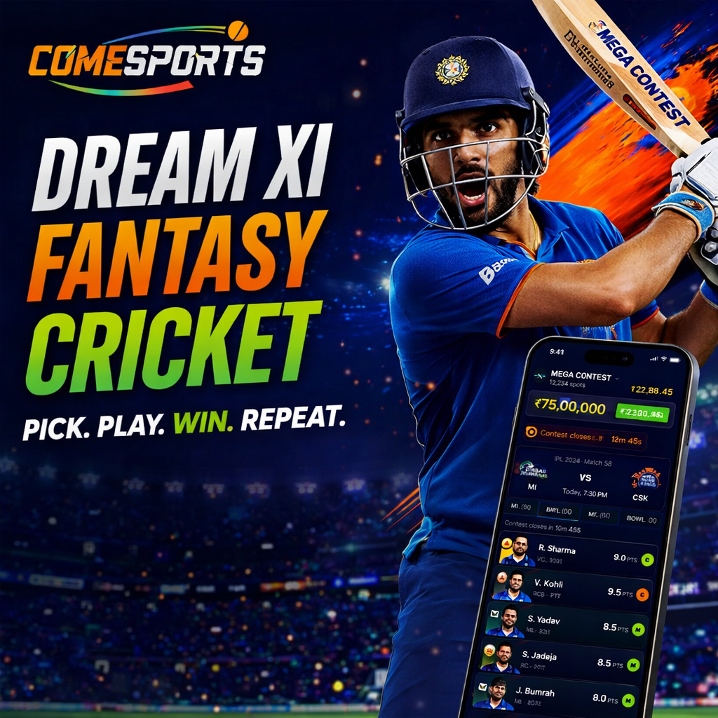 Come Guru App Dream XI fantasy cricket ad visual